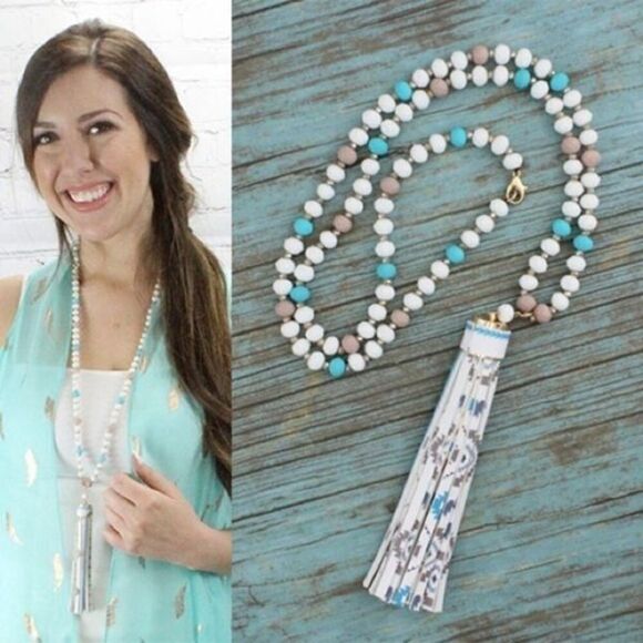 Aztec tassel necklace & matching earrings - Picture 2 of 2